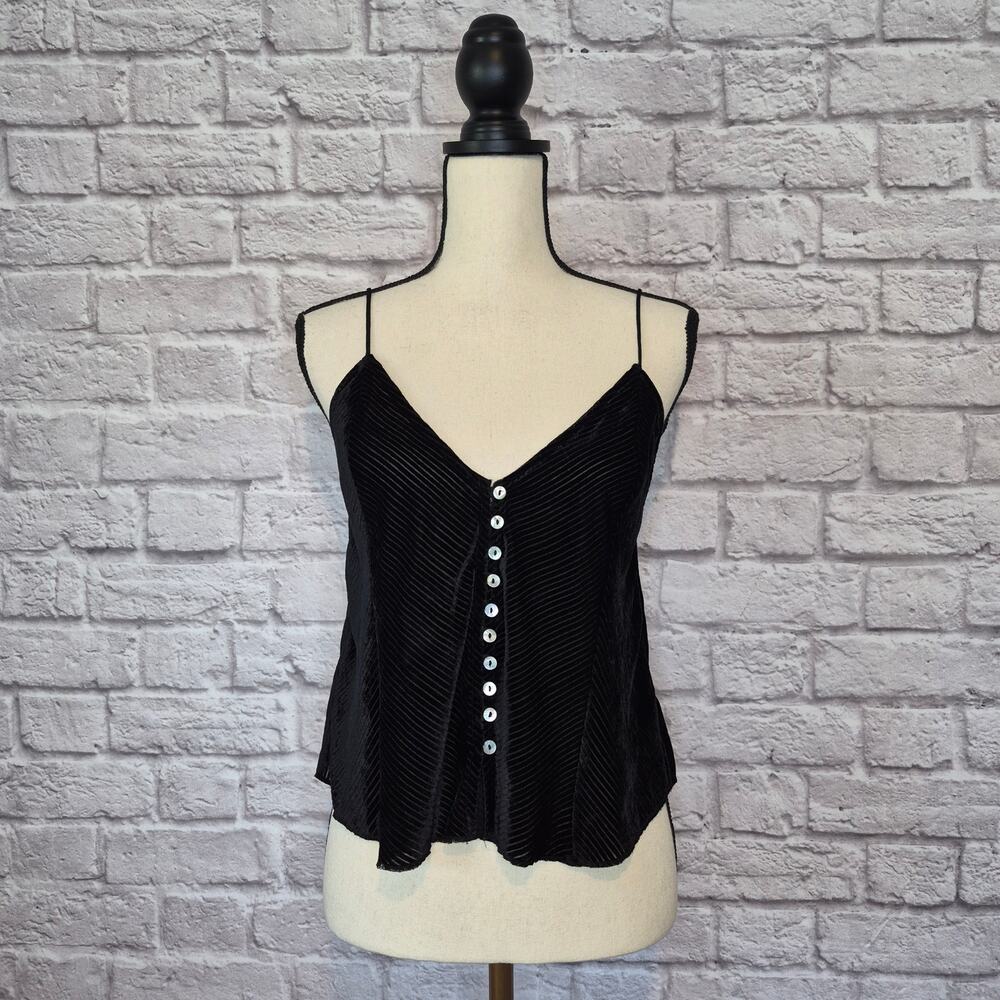 Free People Intimately Shimmy Shaker Velvet Camisole Tank Black Women's Size XS - Picture 2 of 10